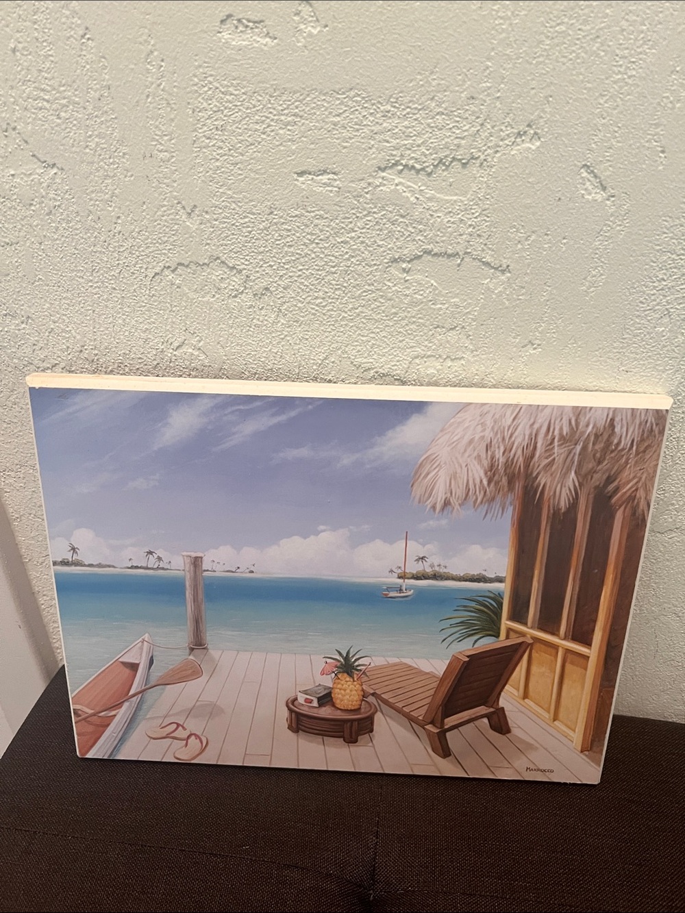 #2355*”9x12”Tropical Beach Canvas Wall Art - Ocean Blue, Sand, Palm